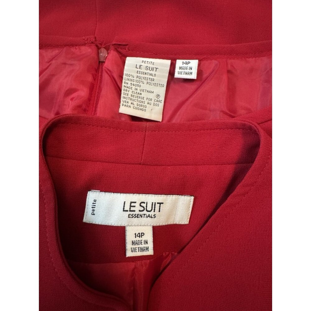 Le Suit Blazer Skirt Suit 14P 14 P Dark Ruby Red Classic - Picture 9 of 11